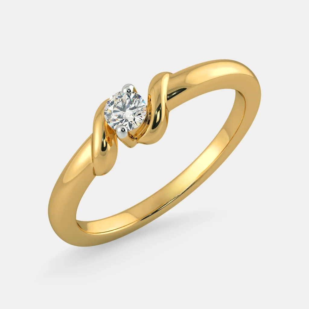 Buy quality 916 gold single stone Light Weight ladies ring in Ahmedabad