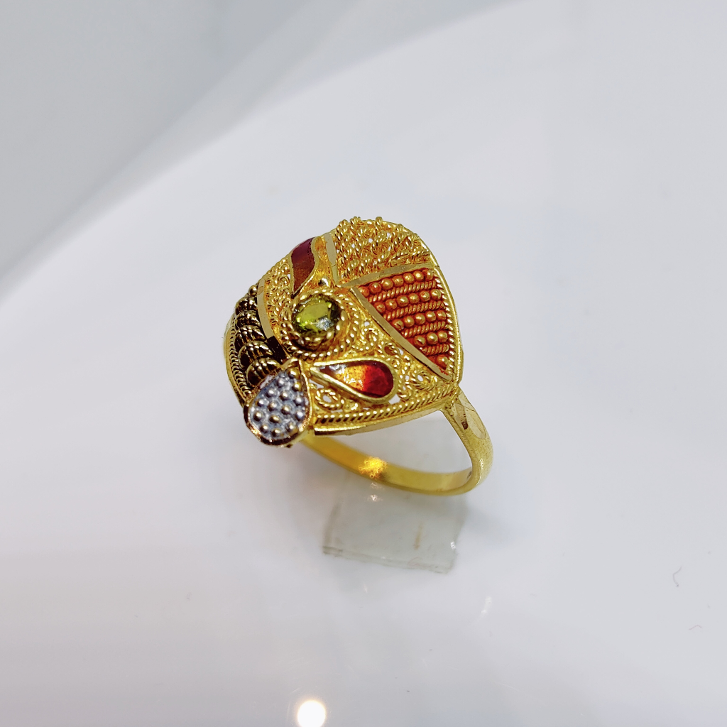 22k gold plain meenakari ladies ring