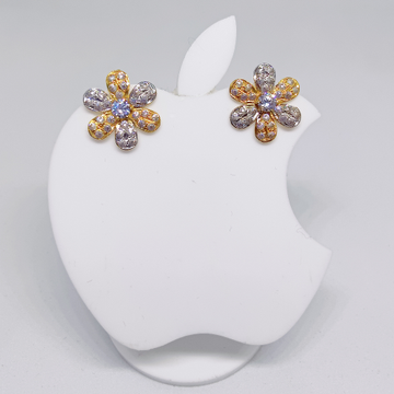 18k gold colourful stone flower design ladies earr... by 