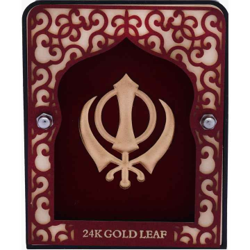 24k gold leaf khanda sahib frame by 