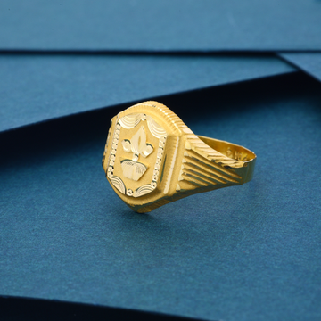 916 Gold Flower Design Ring For Men by 