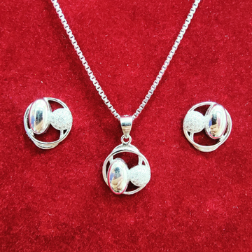 925 silver mirror design round chain pendant set by 