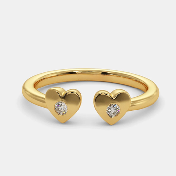 22k gold double heart flexible ladies ring by 