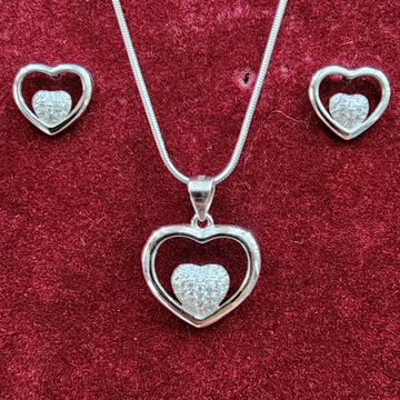 925 Sterling Silver Heart Shape Pendant Set by 