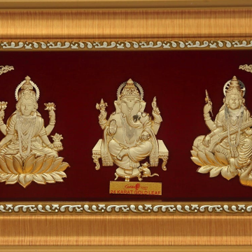 999 gold leaf Laxmiji -ganeshji-saraswatiji frame by 