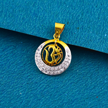 18K Gold Round Shape Om Diamond Pendent by 