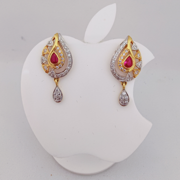 22k Gold Exclusive Red Stone Earring by 