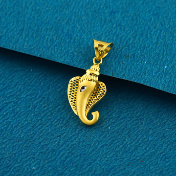 18K Gold Ganesh Face Design Premium Gold Pendant by 