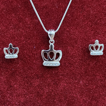 925 Sterling Silver Crown Design Pendant Set by 