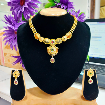 1 gram gold Necklace set by 