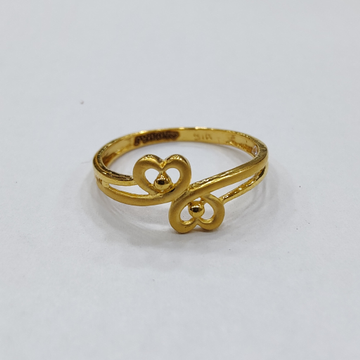 916 gold fancy double heart plain ladies ring by 