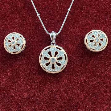 925 Sterling Silver Round Design Pendant Set by 