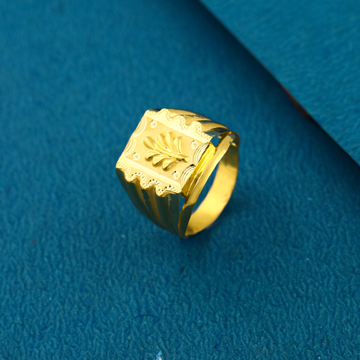 22K 916 Leaf Design Nakshi Work Gold Ring For Mens by 