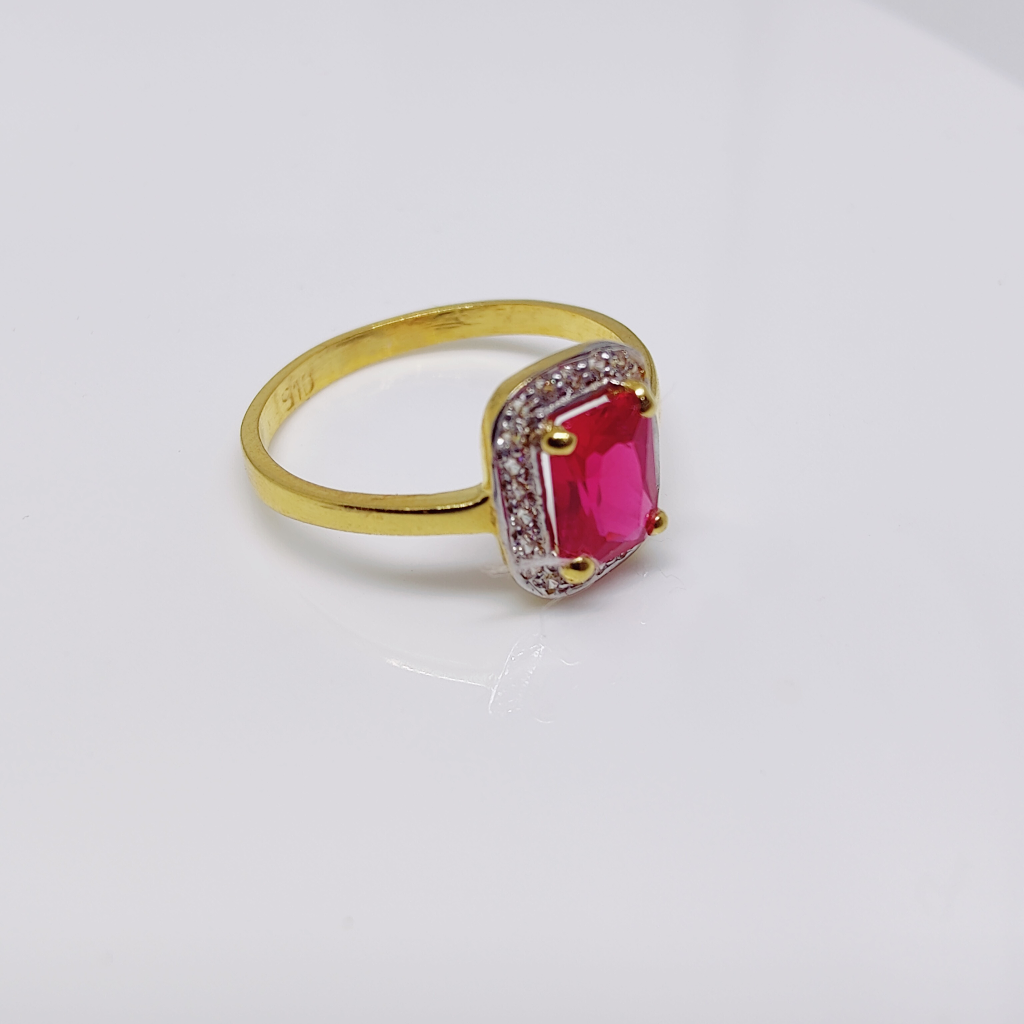 22k Gold Red Stone Ladies Ring