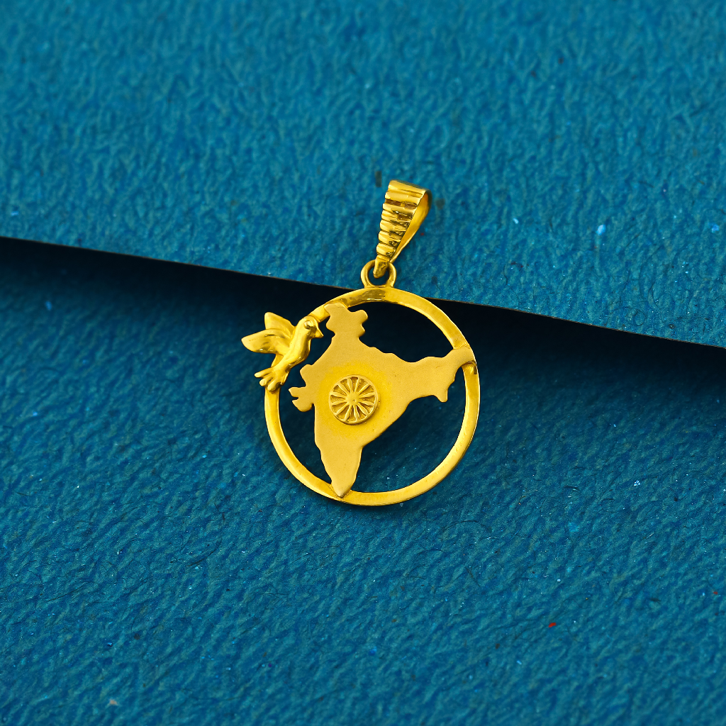 22K Indian Map Design Fancy Gold Pendant