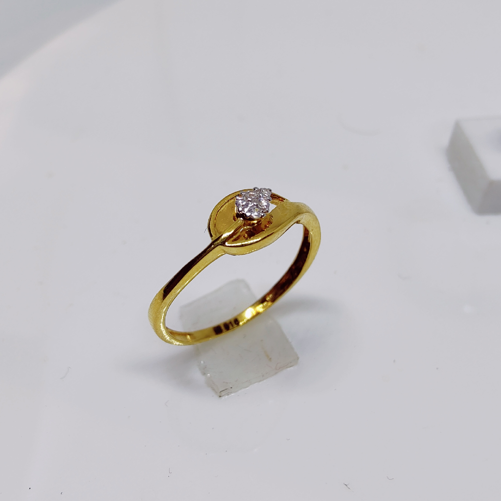 22K Gold Ring For Women with Cz & Red Stones - 235-GR4875 in 3.300 Grams