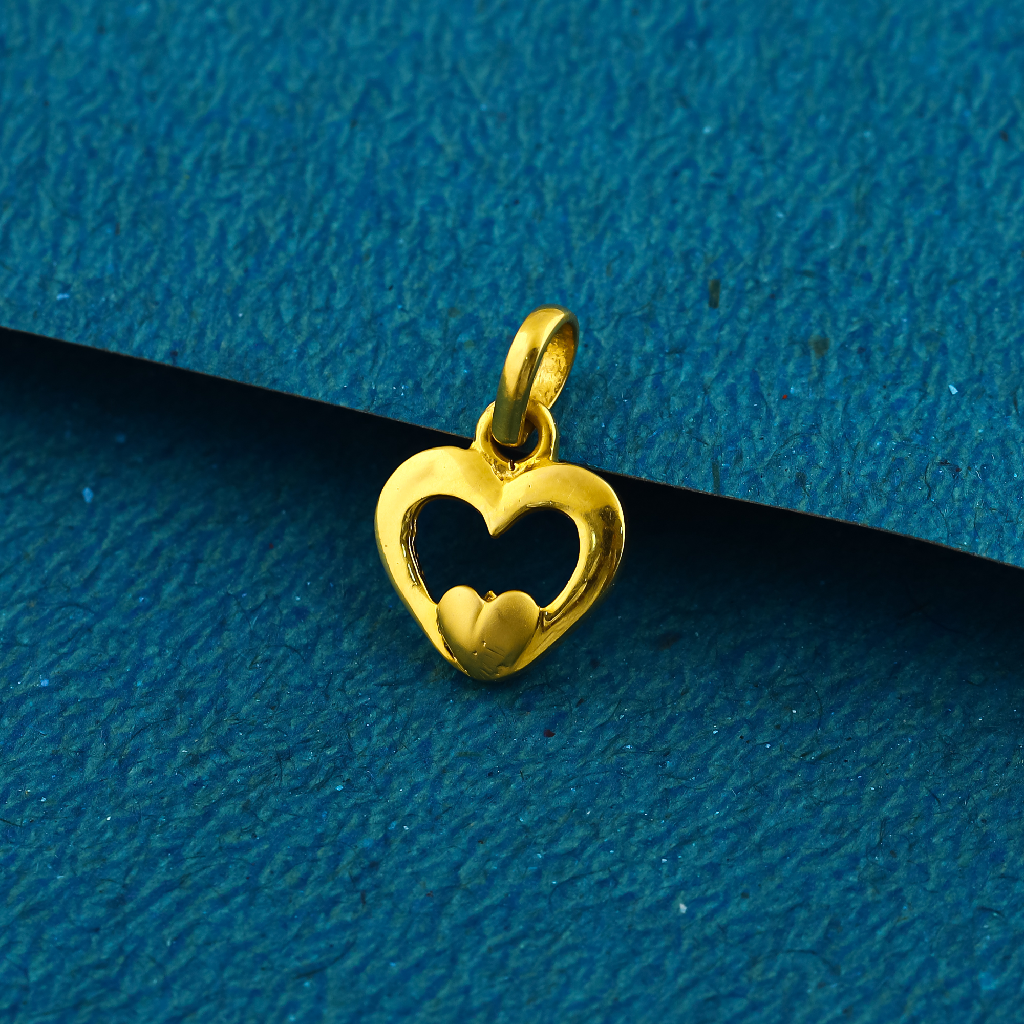 22K 916 Heart Shape Simple Lightweight Daily Wear Pendant For Ladies