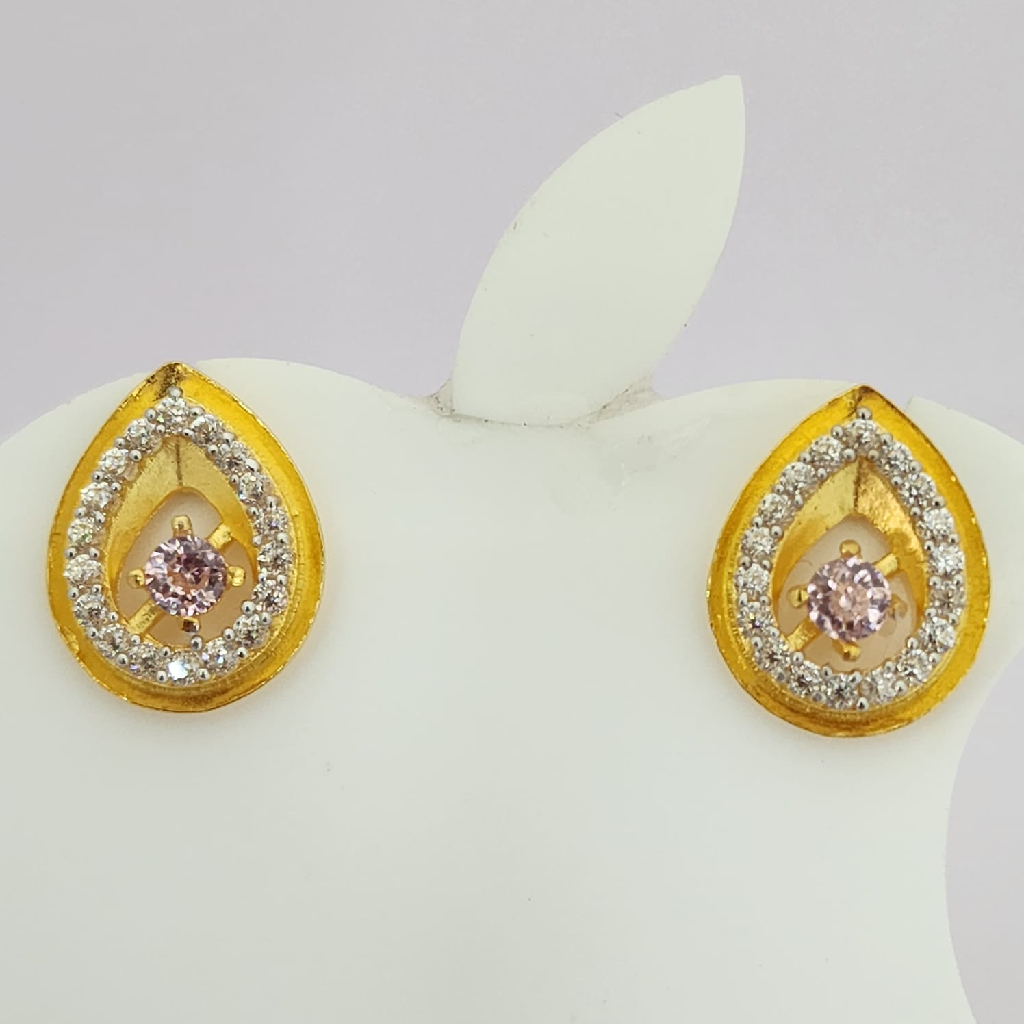 18K Gold Ovel Shape Ledies Earring