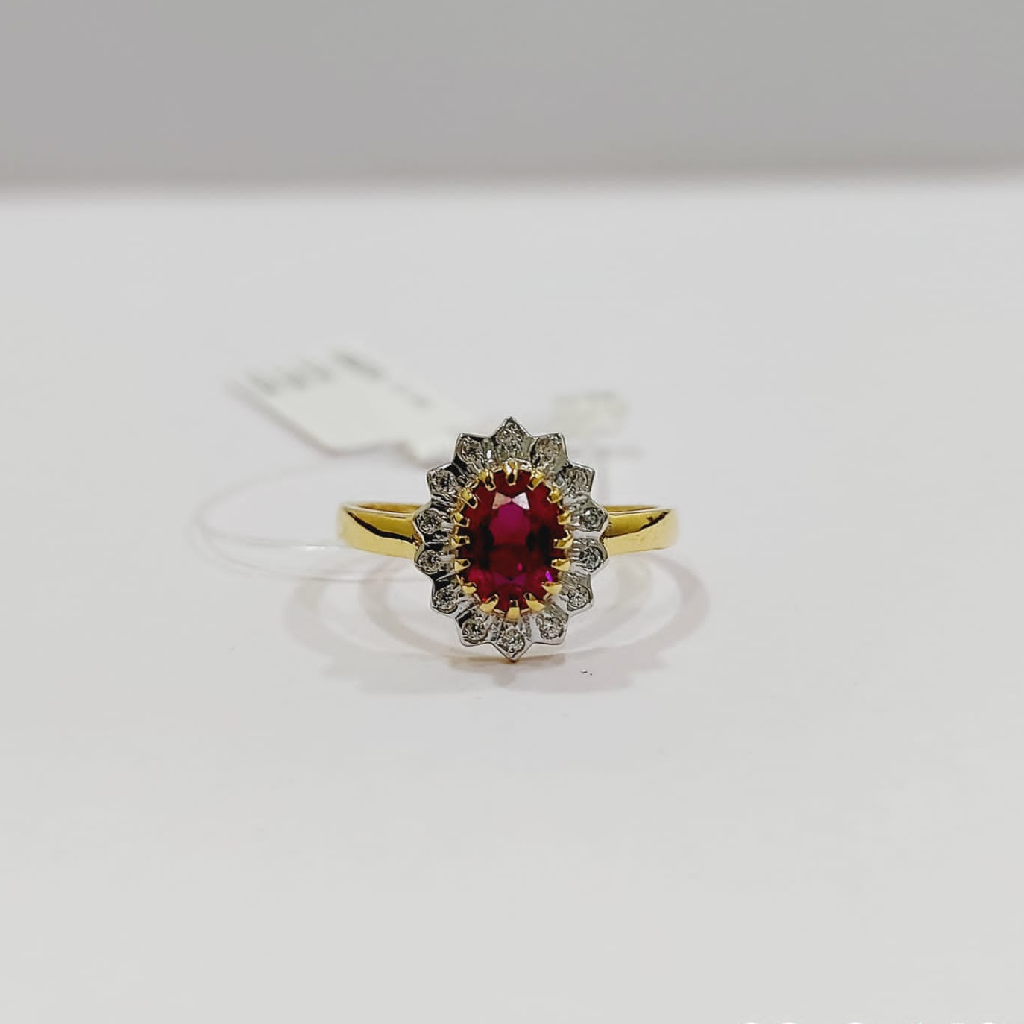 22k gold red color stone sun shape ladies ring