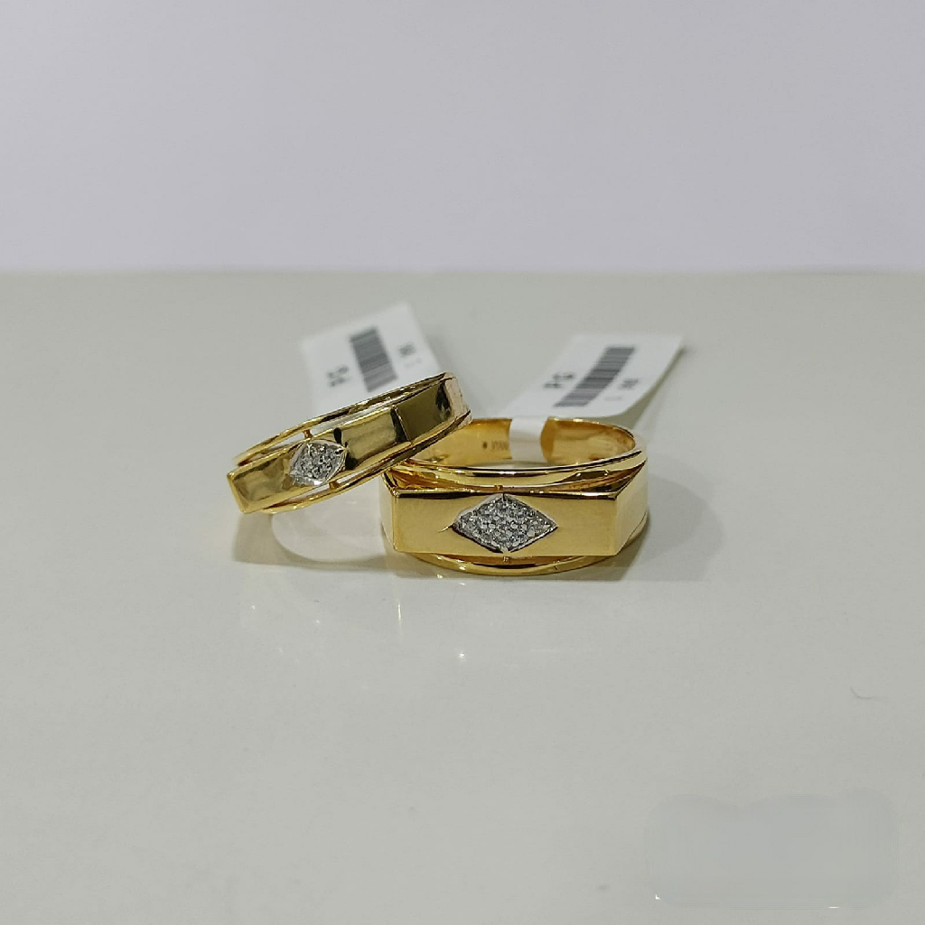 22k gold diamond shape couple ring