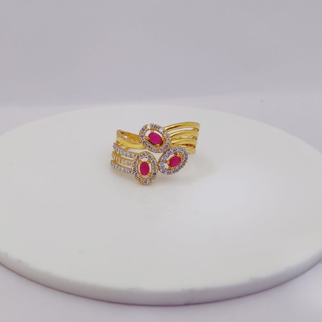 22k Gold Exclusive 3 Colour Stone Ring