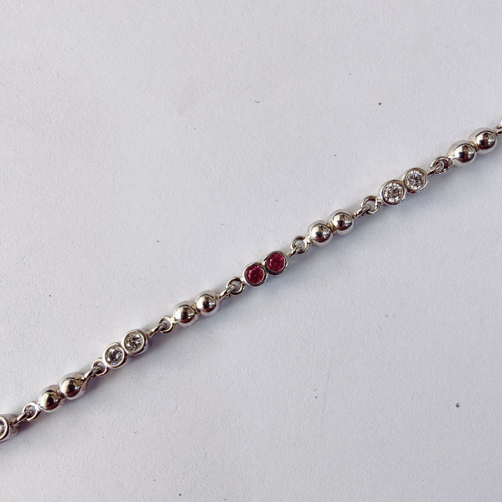 92.5  sterling silver red color stone bracelet for ladies