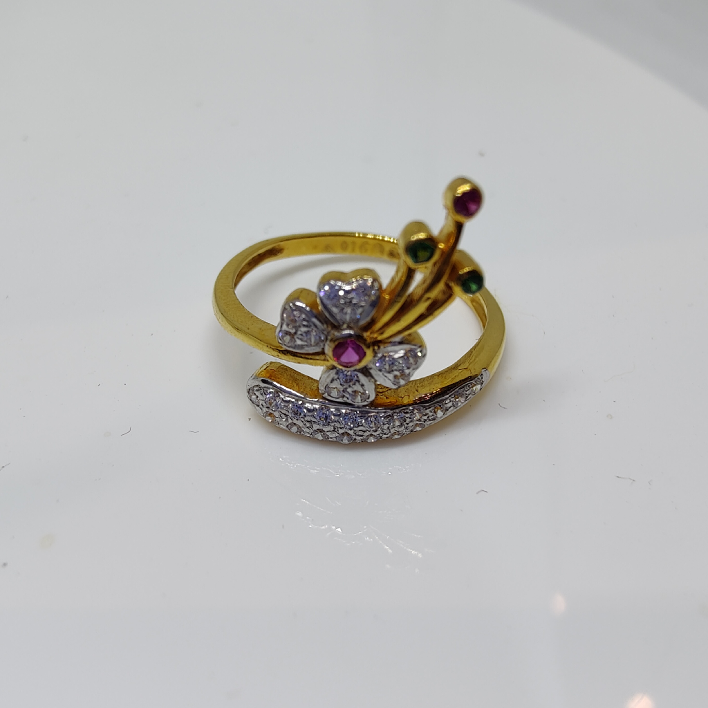 22k gold flower design ladies ring
