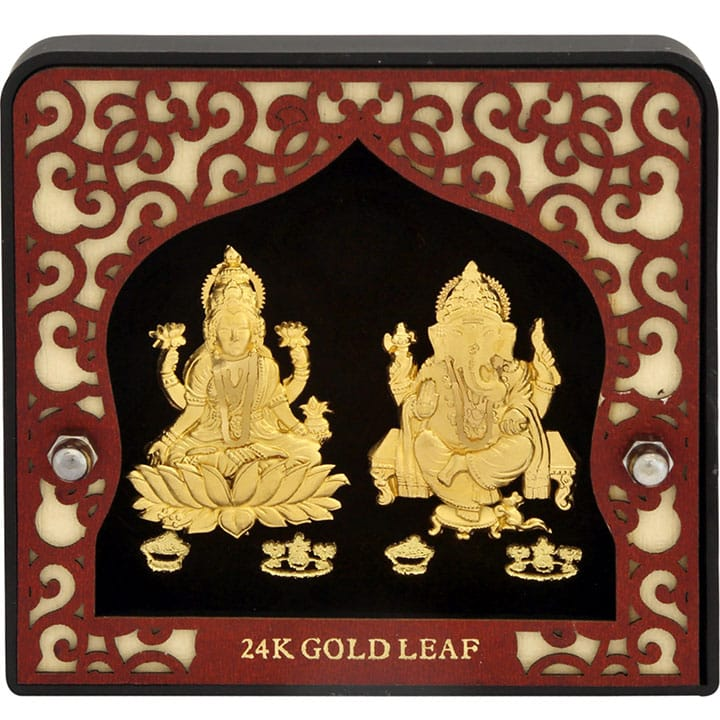 24k gold leaf laxmi-ganeshji frame