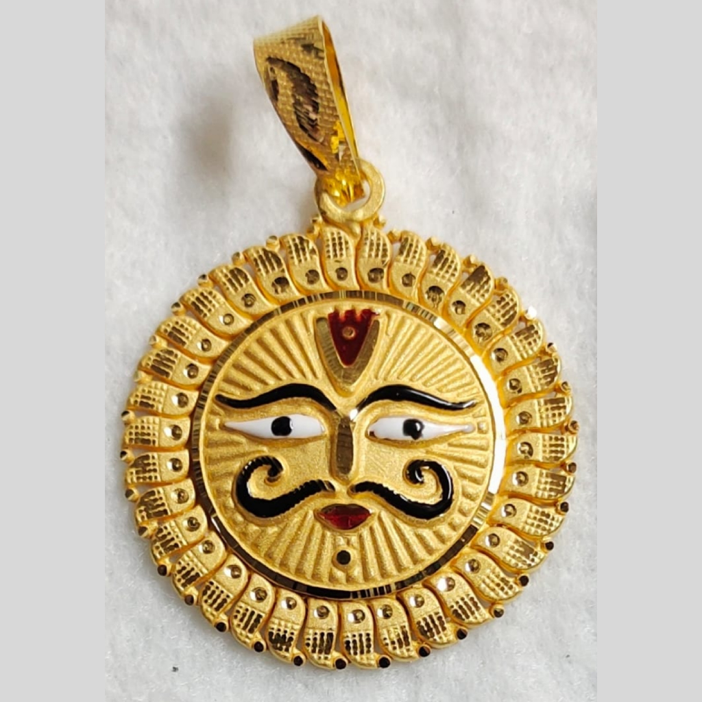 22k gold meenakari surya pandant