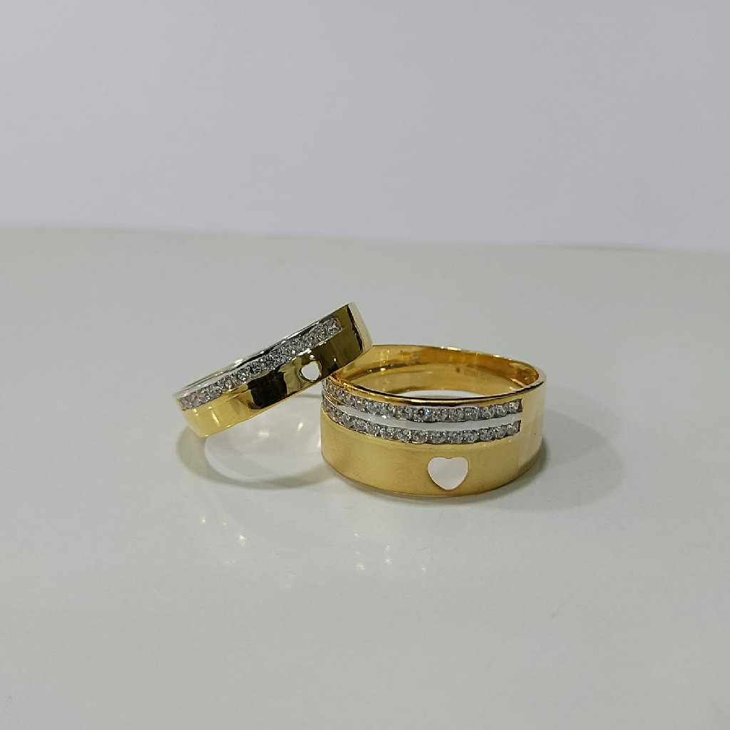 22k gold heart cutting couple ring