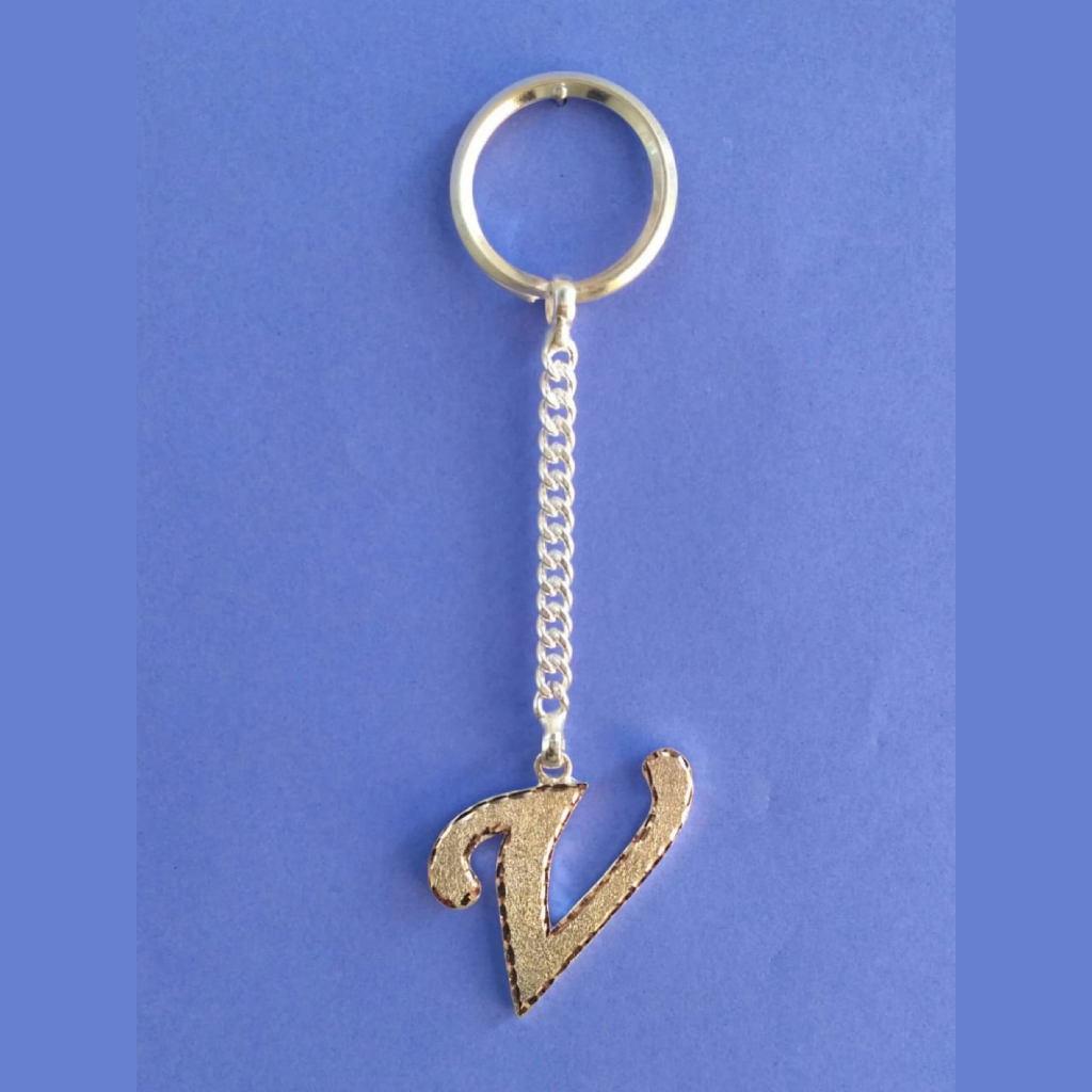 V hot sale name keychain