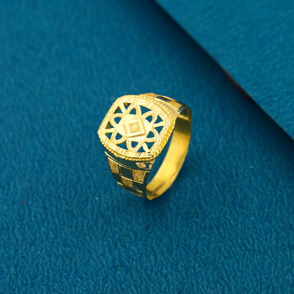 20K Premium Cutting Work & Nakshi Work Gold Ring For Mens