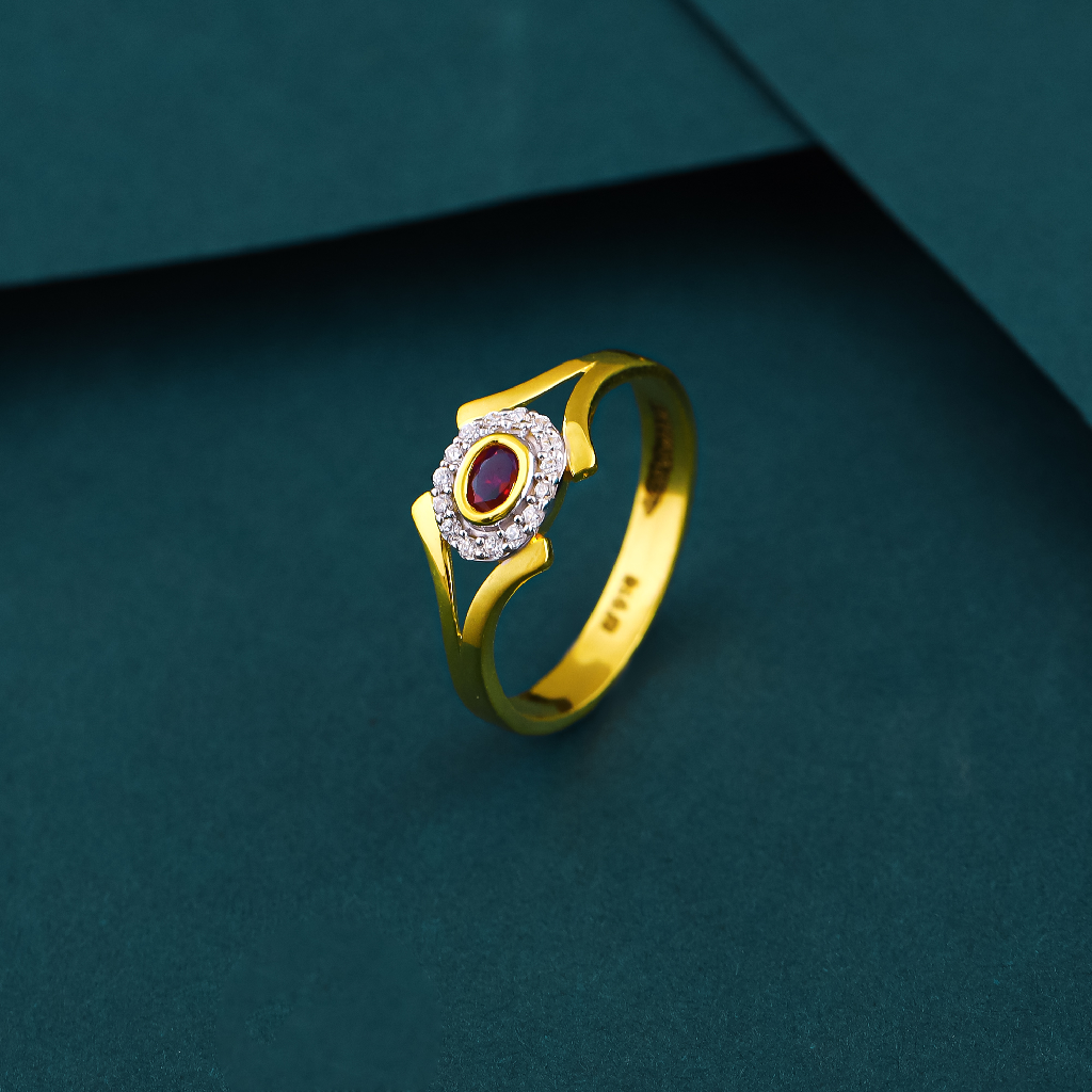 22K Gold Fancy Colour Stone Ring