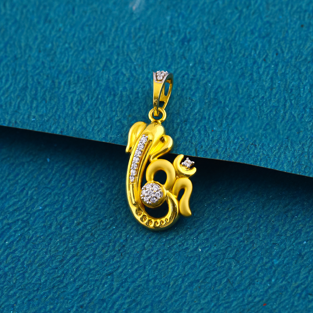 18K OM And Ganesh Combination Design In Premium Gold Pendant