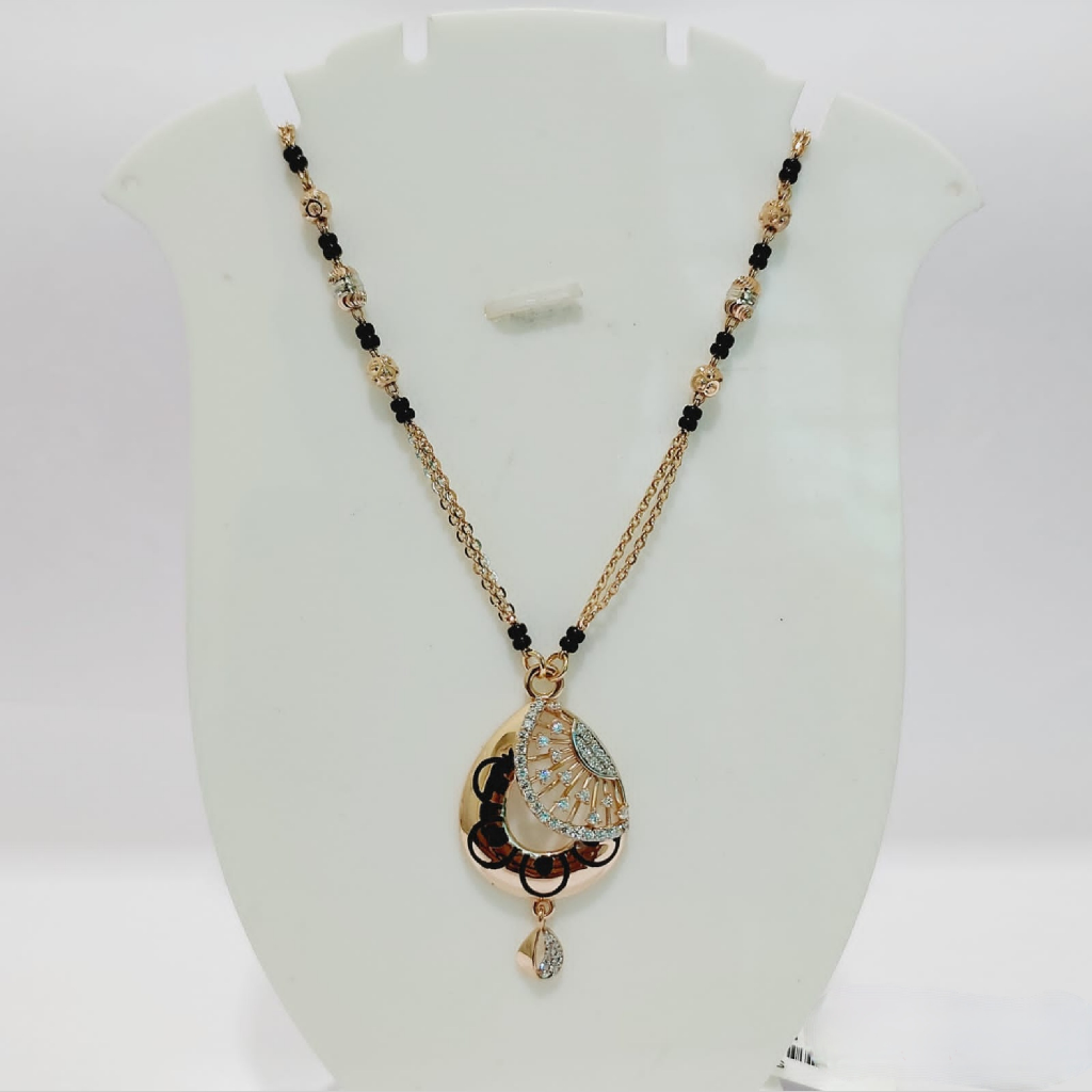 18k gold single line rose gold mangalsutra