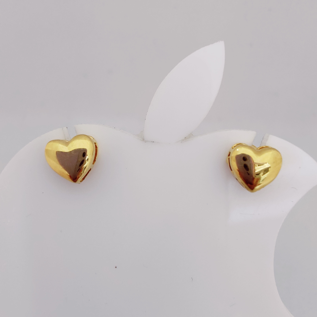 22k gold plain heart shape earring