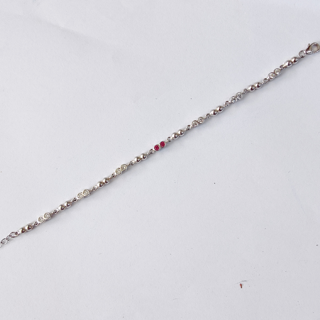 92.5  sterling silver red color stone bracelet for ladies
