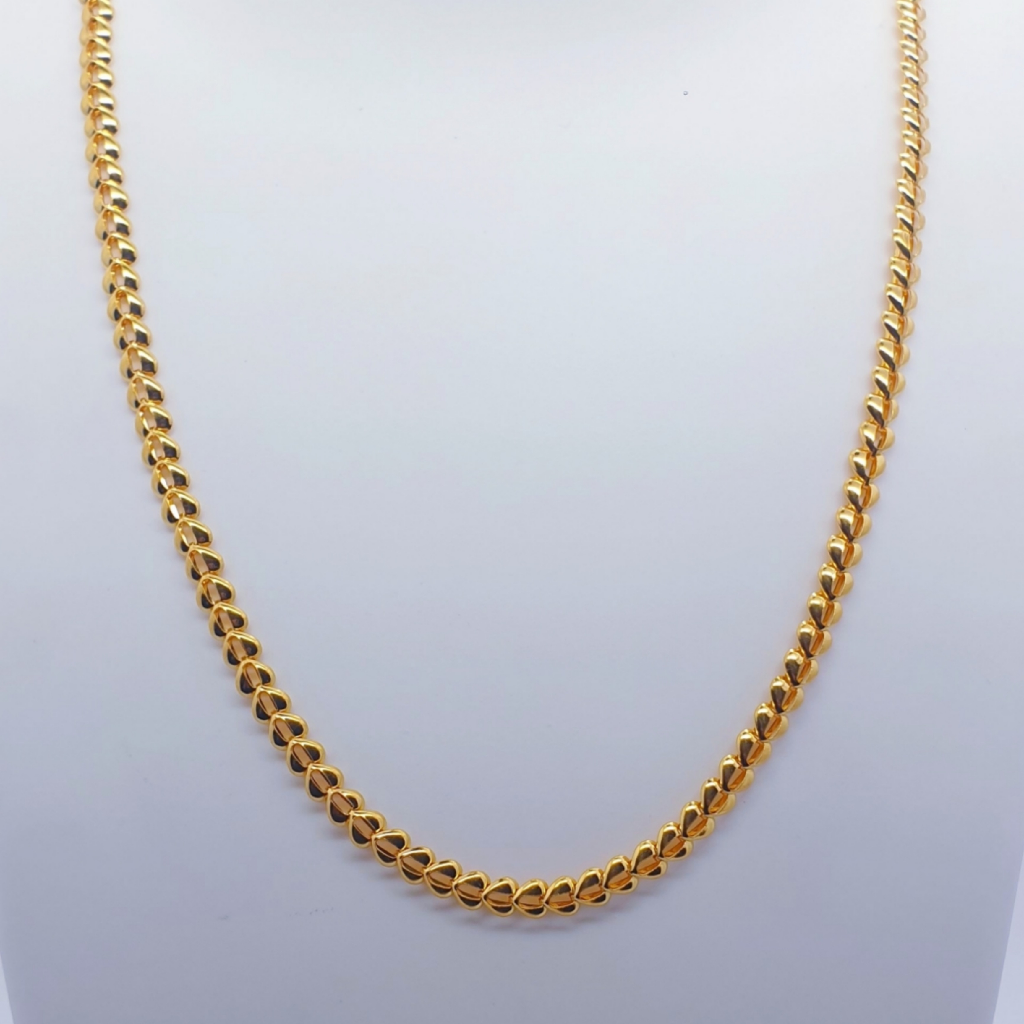 22k gold heart shape plain chain