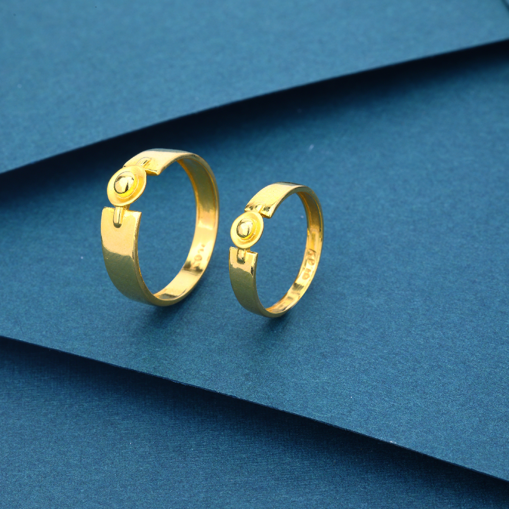 22k916 gold plain couple ring