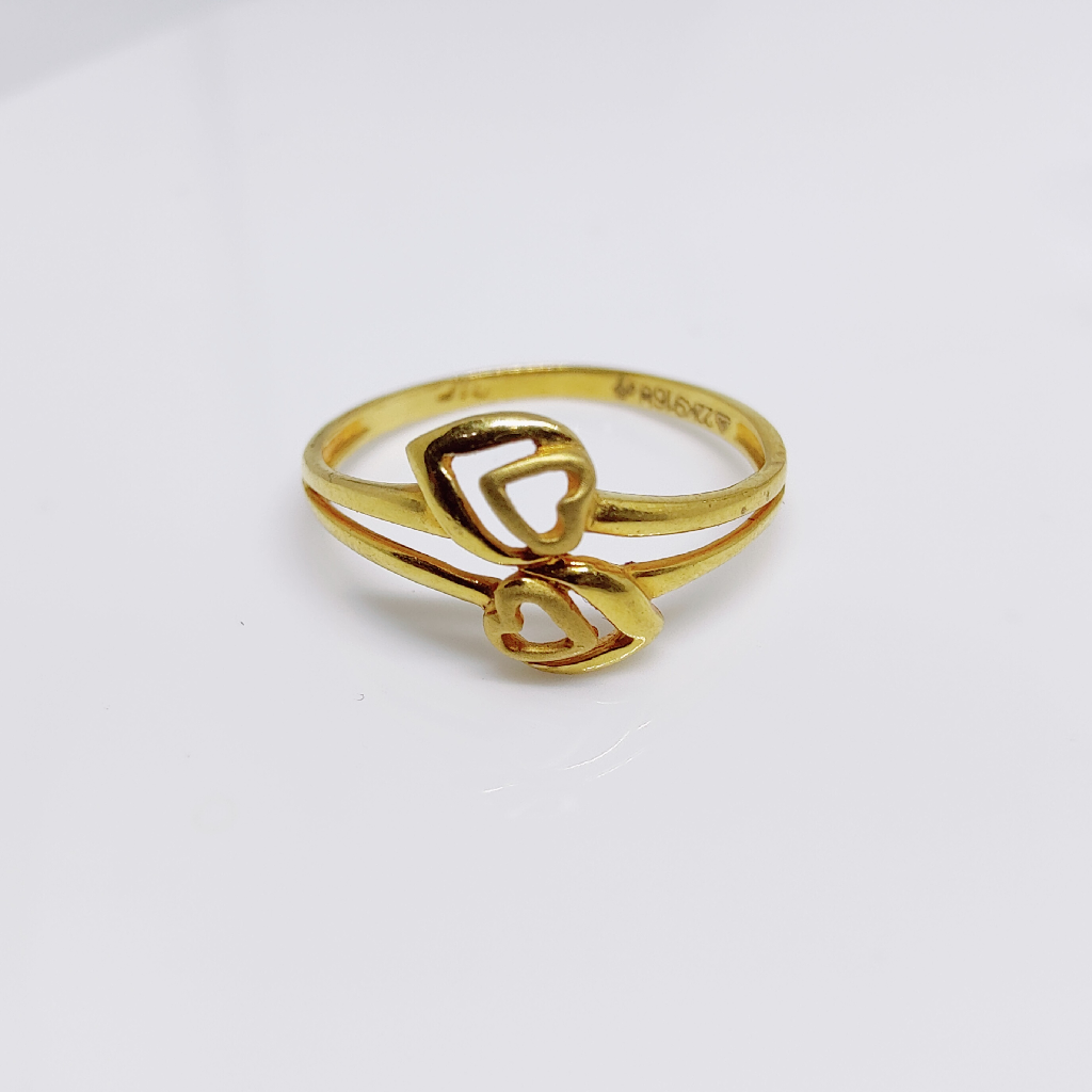 22k gold plain Heart cross ladies ring