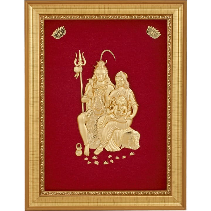 24k gold leaf shiv-parivar frame