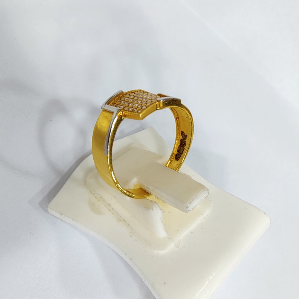 22k gold cz square design gents ring