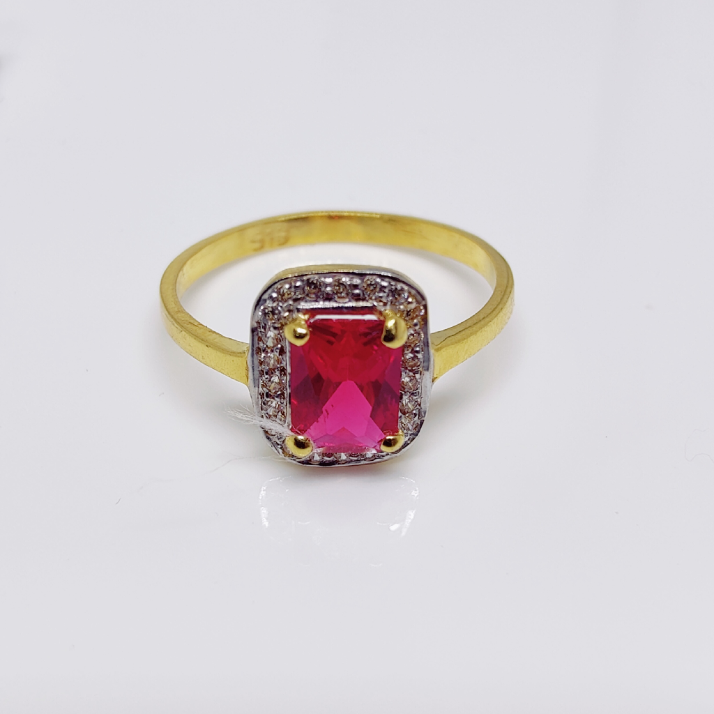 22k Gold Red Stone Ladies Ring