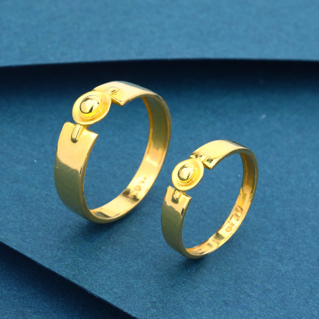 22k916 gold plain couple ring