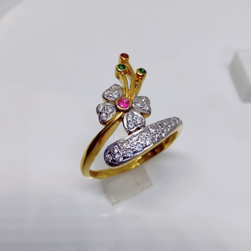 22k gold flower design ladies ring