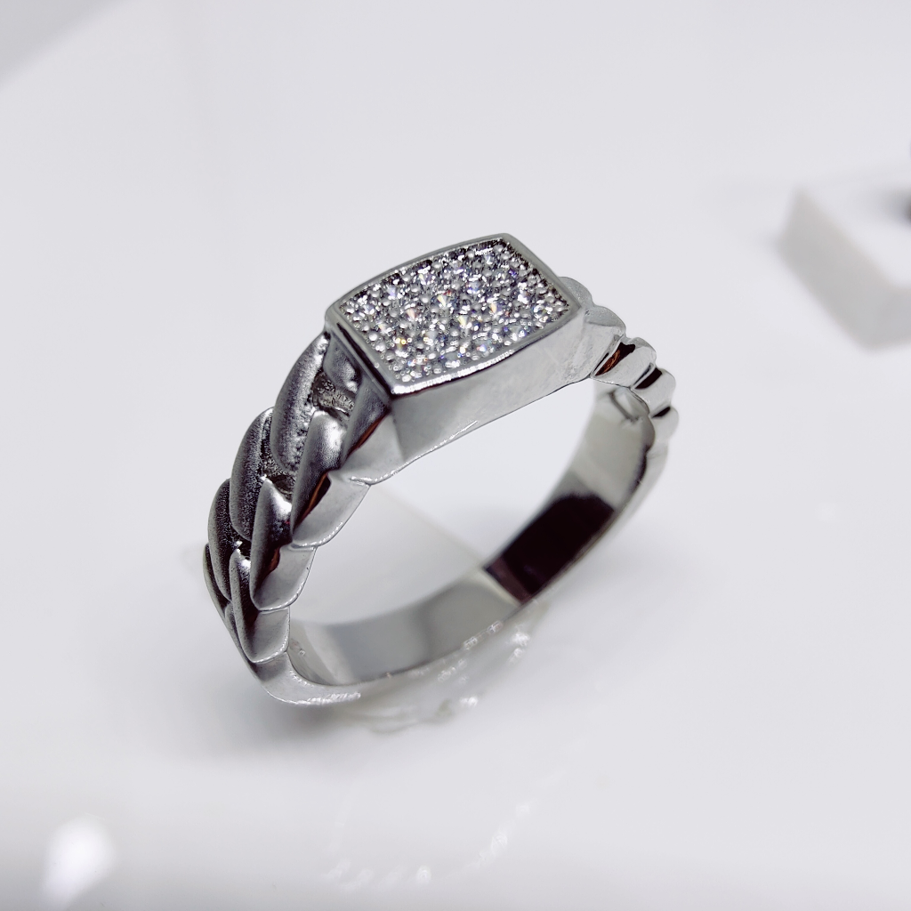 92.5 silver diamond mate finish ladies ring