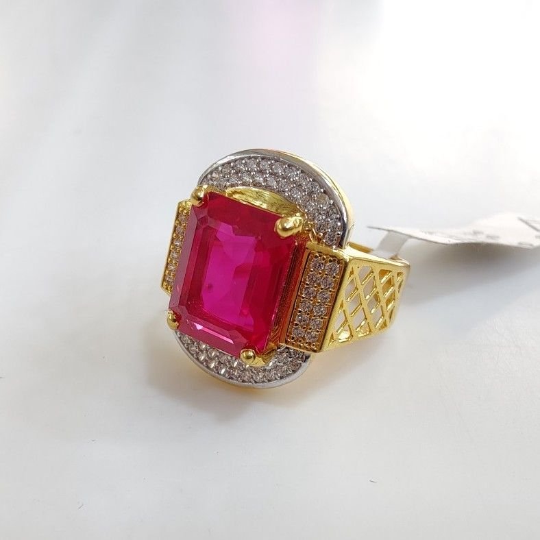 Gents Rectangle Cut Ruby Ring with Diamond Cancer Birthstone Male Gift – J  F M