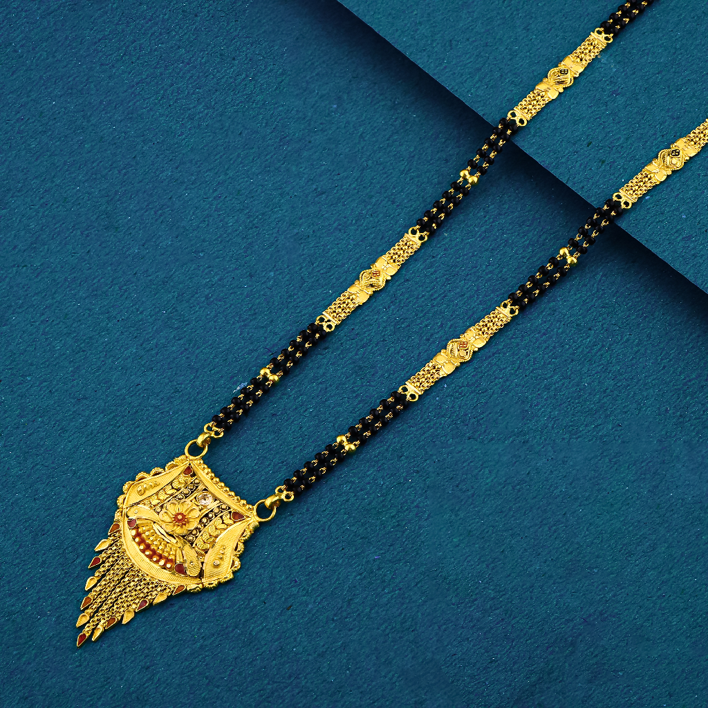 22K 916 Flower Pendant With Double Line Ser Mangalsutra