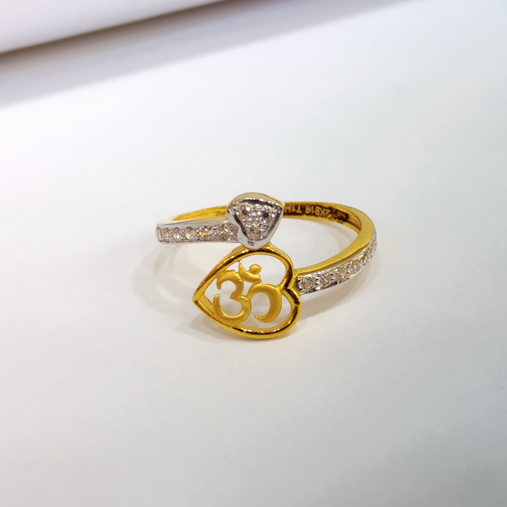 Customizable 18K Gold 0.15 Carat Diamond Om Hindu Religious Ring For Sale  at 1stDibs | gold halo religious, diamond religion, gold diamond om ring