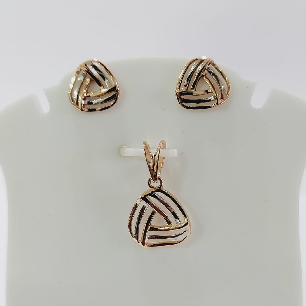 18k rose gold triangle pendant set